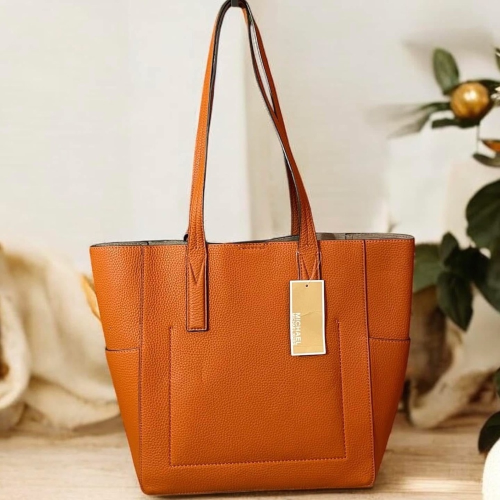 Michael Kors Orange Leather Tote Bag - Picture 7 of 10